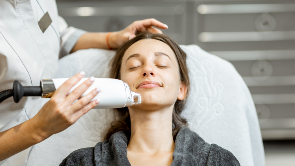 Woman getting laser procedure